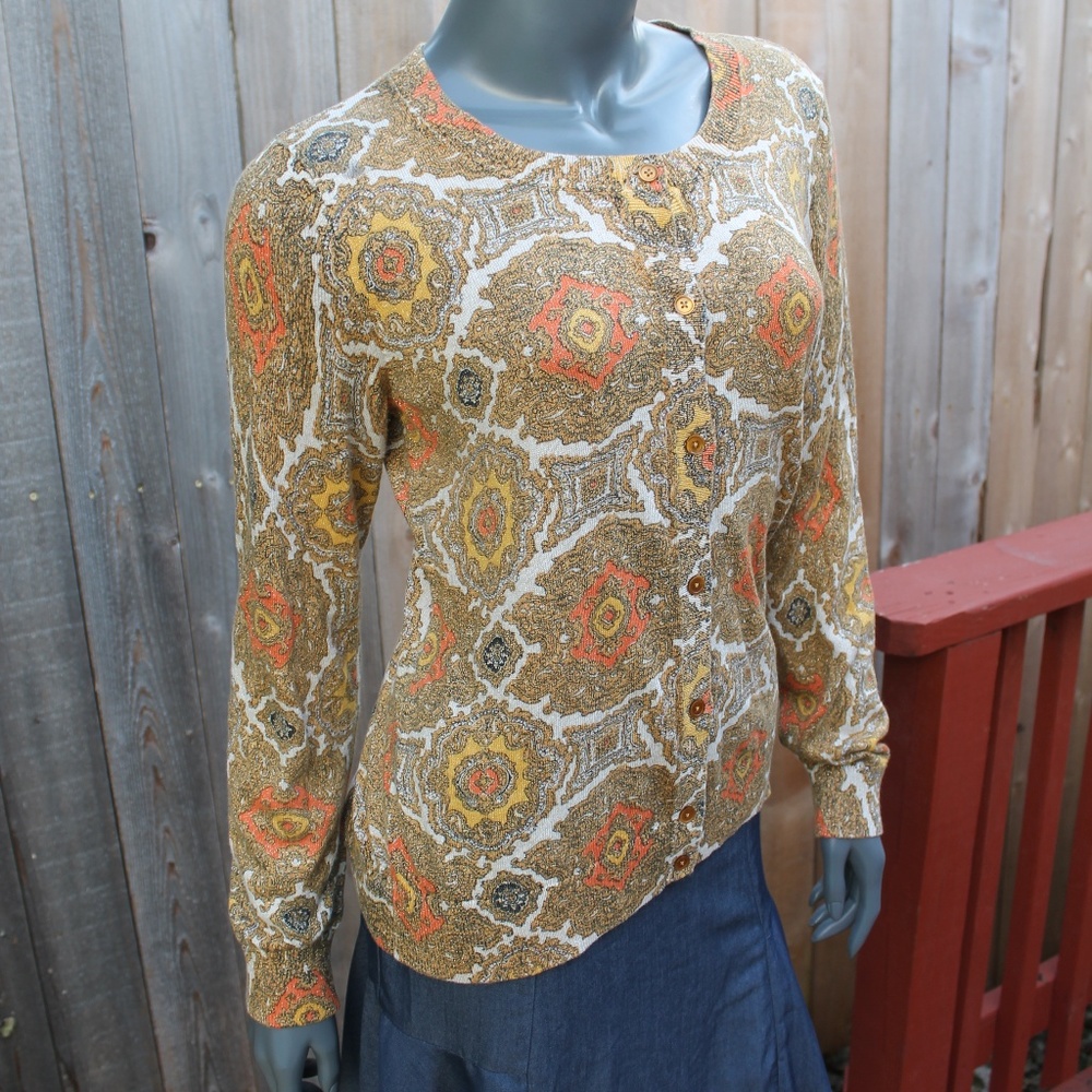 Talbots Shimmery Button Down Sweater Size Medium - image 1